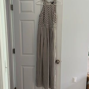 Off white and blue stripped maxi dress